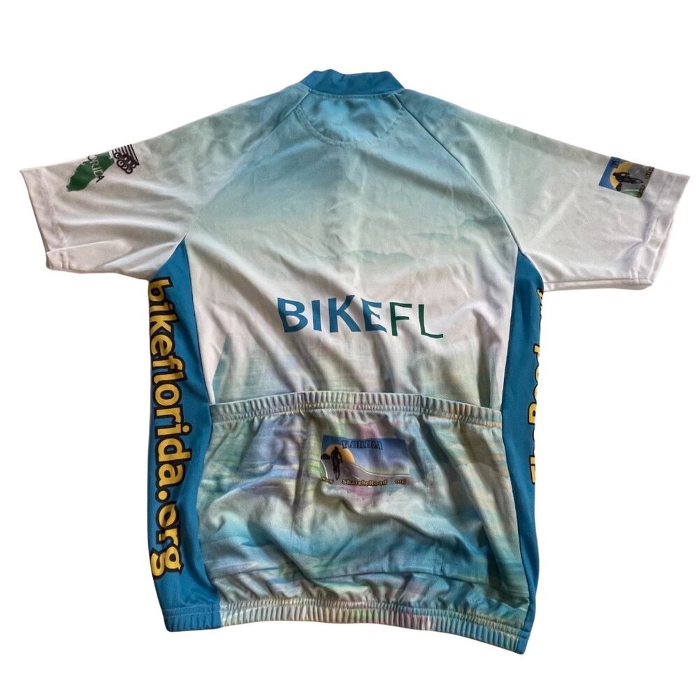 AB Pro Bike FL Cycling Jersey Women's XS Blue/White Gradient Design Short Sleeve - Picture 2 of 7